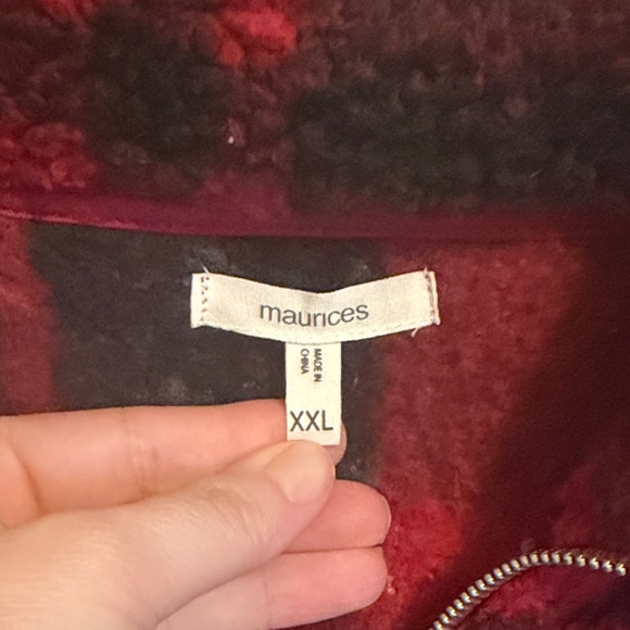 Maurices Burgundy and Black Fleece Jacket - Picture 2 of 7